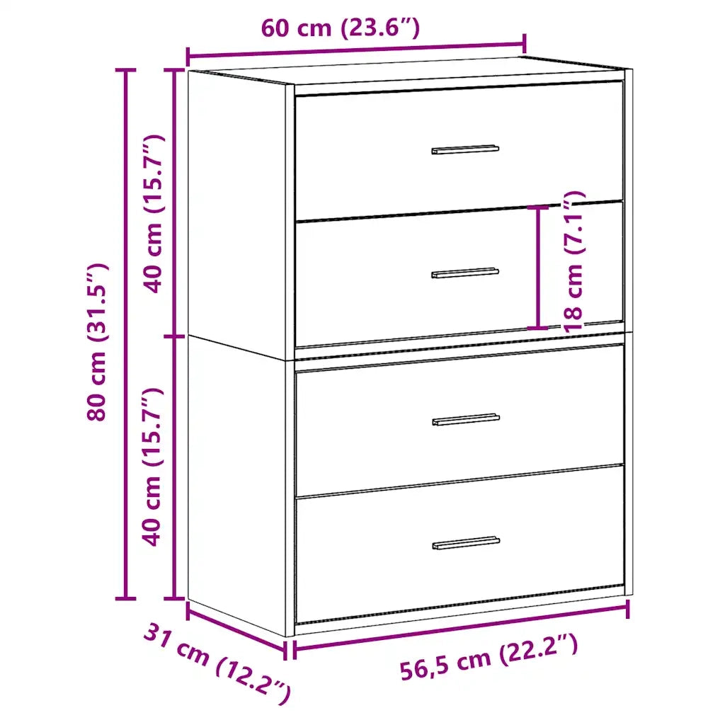 Armadi con 2 Cassetti 2 pz Grigio Cemento 60x31x40cm Truciolato 858828