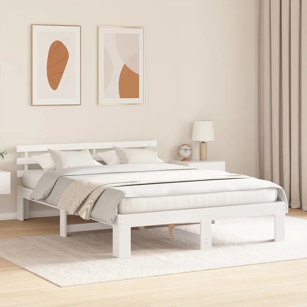 Struttura del letto-Giroletto-Rete del Letto Bianco 140 x 200 cm Pino massello 210377