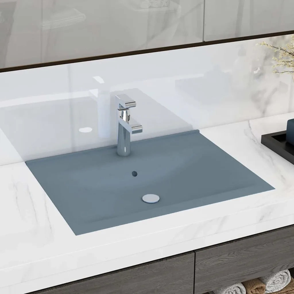 Lavandino con Foro Rubinetto Azzurro Opaco 60x46 cm in Ceramica CFW5035146