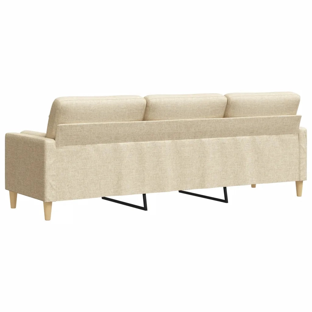 Divano a 3 Posti con Cuscini Crema 210 cm in Tessuto 3278203
