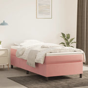 Struttura Letto a Rete a Molle-Giroletto Rosa 90x200 cm in Velluto 407029