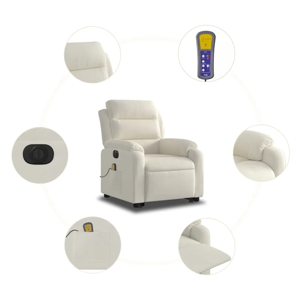 Poltrona Alzapersona Massaggiante Elettrica Crema Velluto 3205134