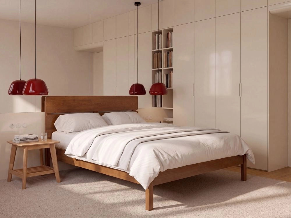 Letto in marrone scuro UE matrimoniale 120 x 200 cm con testiera a doghe Stile rustico minimalista