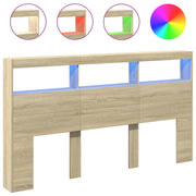 Testiera | Testata con Contenitore a LED Rovere Sonoma 180x17x102 cm