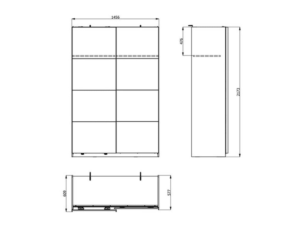 Armadio Camera da Letto Tredozio, Guardaroba Grande Appendiabiti, 145.5x217.5h cm Bianco Crema