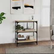 Libreria-Scaffale per Libri-Mobile di Stoccaggio Rovere Sonoma 60x33x70,5cm Legno Multistrato e Acciaio