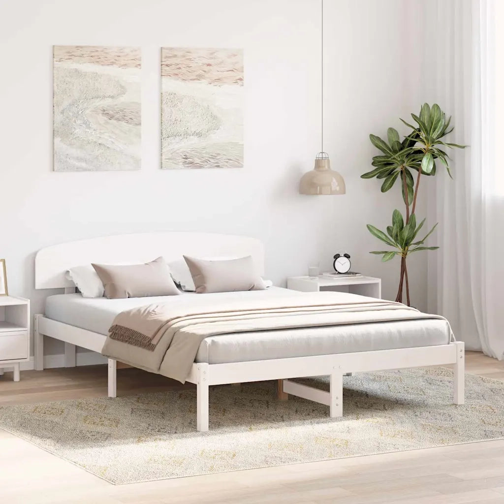 Struttura del letto Bianco 150 x 200 cm Pino massello 872060