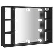 Mobile a Specchio con LED-Armadietto a Specchio Nero 76x15x55 cm