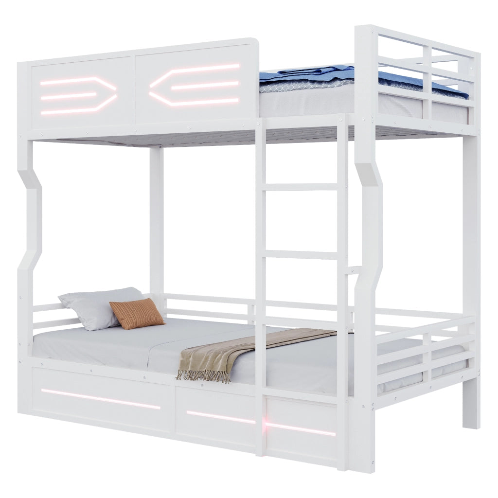 letto a castello mdf metallo bianco 90 x 200 cm