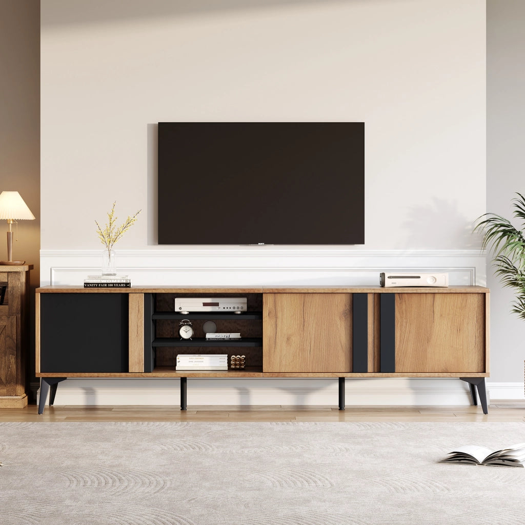 Cassettiera per TV marrone e nero in truciolare lunghezza 180 cm