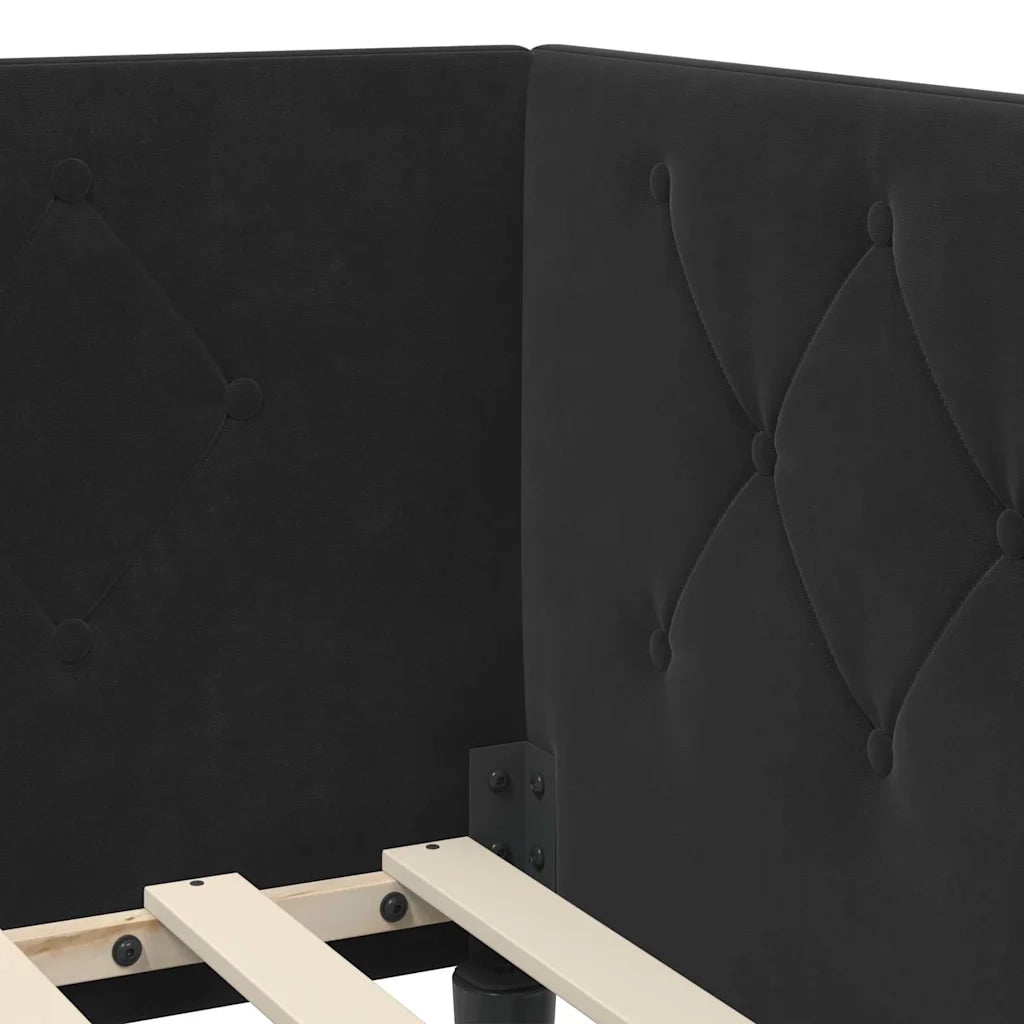 Cornice del letto ad angolo Nero 90 x 190 cm Velluto 3394149
