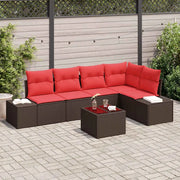 Set Divano da Giardino con cuscino 6 pcs Marrone polyrattan 3347074