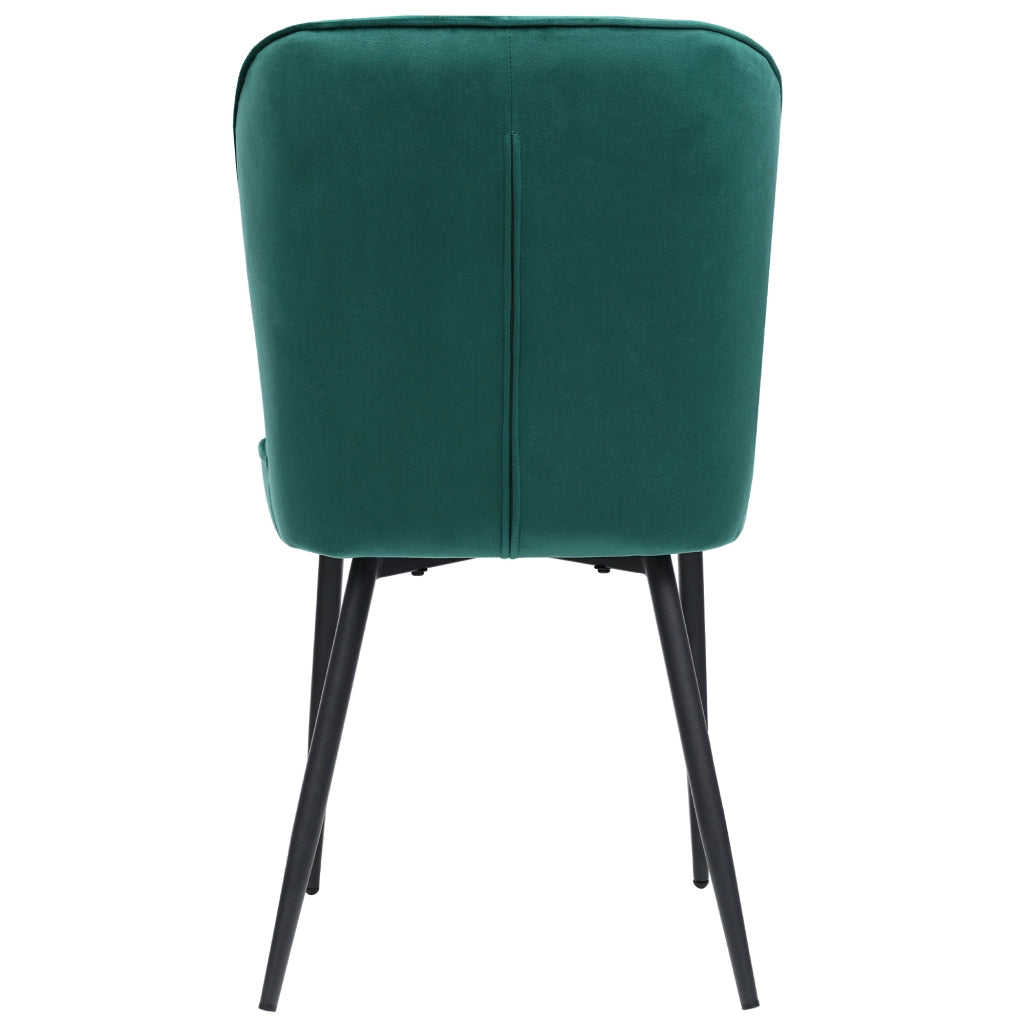 Sedia da sala da pranzo; seduta imbottita ergonomica; struttura in metallo; velluto verde
