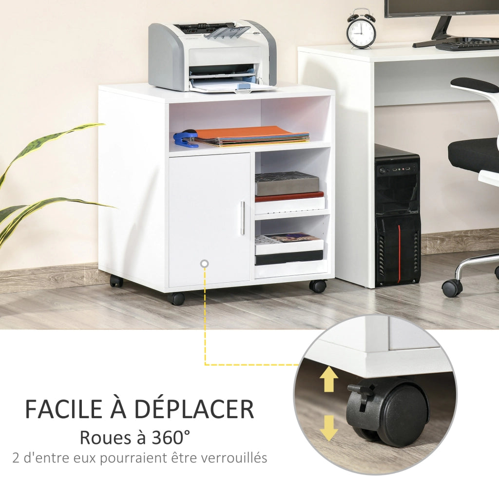 Supporto stampante con mobiletto e ripiani ¨C Xylo ¨C bianco 3 nicchie