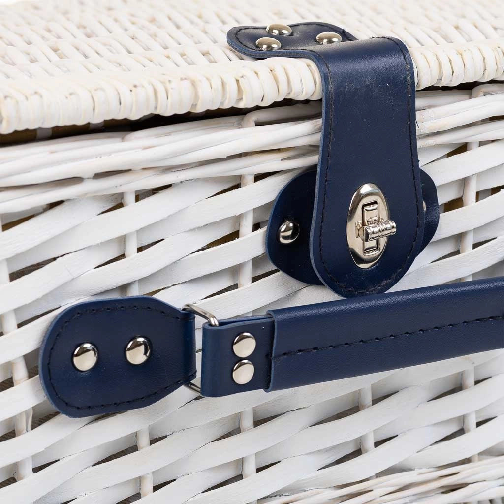 Cesto picnic bianco e blu 40x28x19