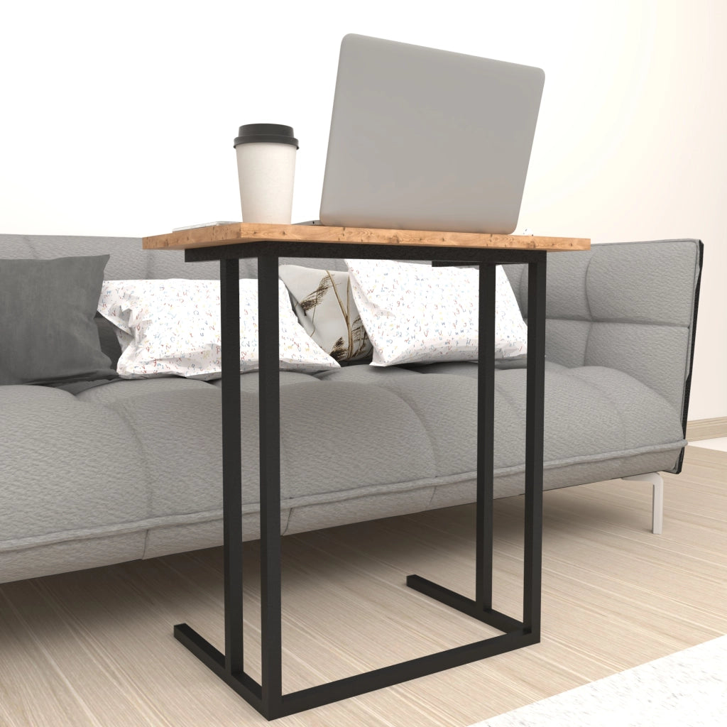 Tavolino Laterale 'Högsby' Tavolino Basso con Piano di Appoggio per Notebook Consolle da Divano - Effetto Rovere [en.casa]