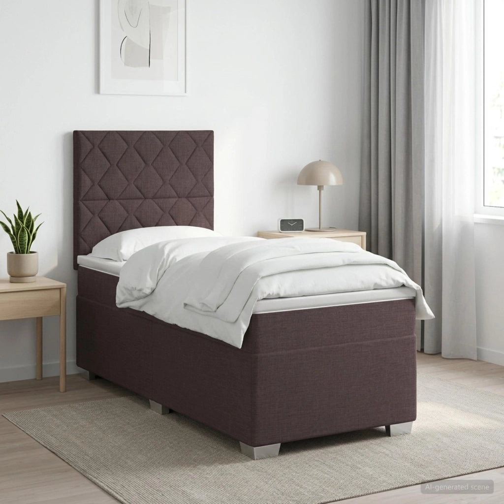 Letto box spring con materasso Marrone Scuro 90 x 200 cm 3453328