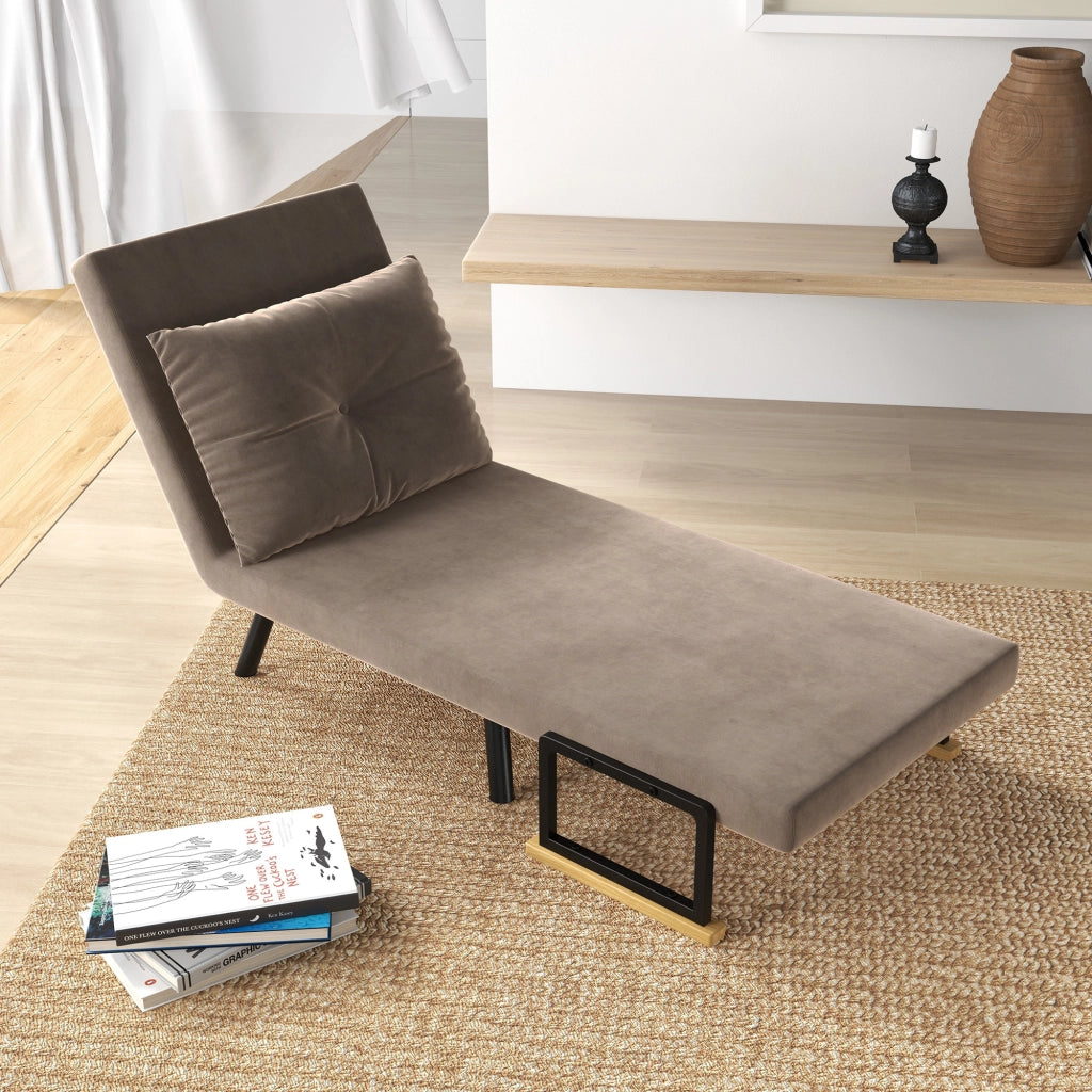 Poltrona Letto Imbottita 3 in 1 con Schienale Reclinabile in 5 Posizioni e Cuscino, 63x73x81 cm, Grigio