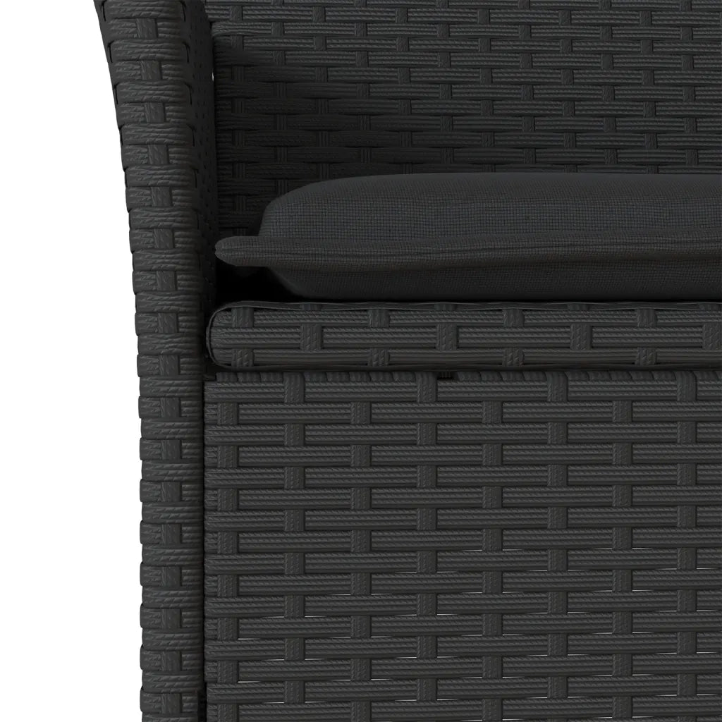 Set Pranzo da Giardino 7 pz Nero con Cuscini Polyrattan Acacia 3278673