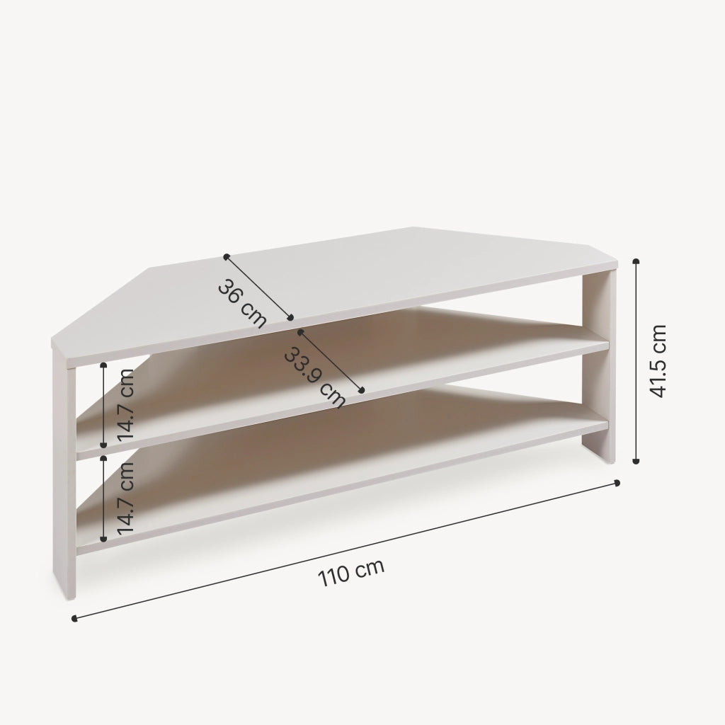 Mobile Porta TV Berg con 2 Ripiani Espositore Angolare 110 x 36 x 42 cm - Beige [en.casa]