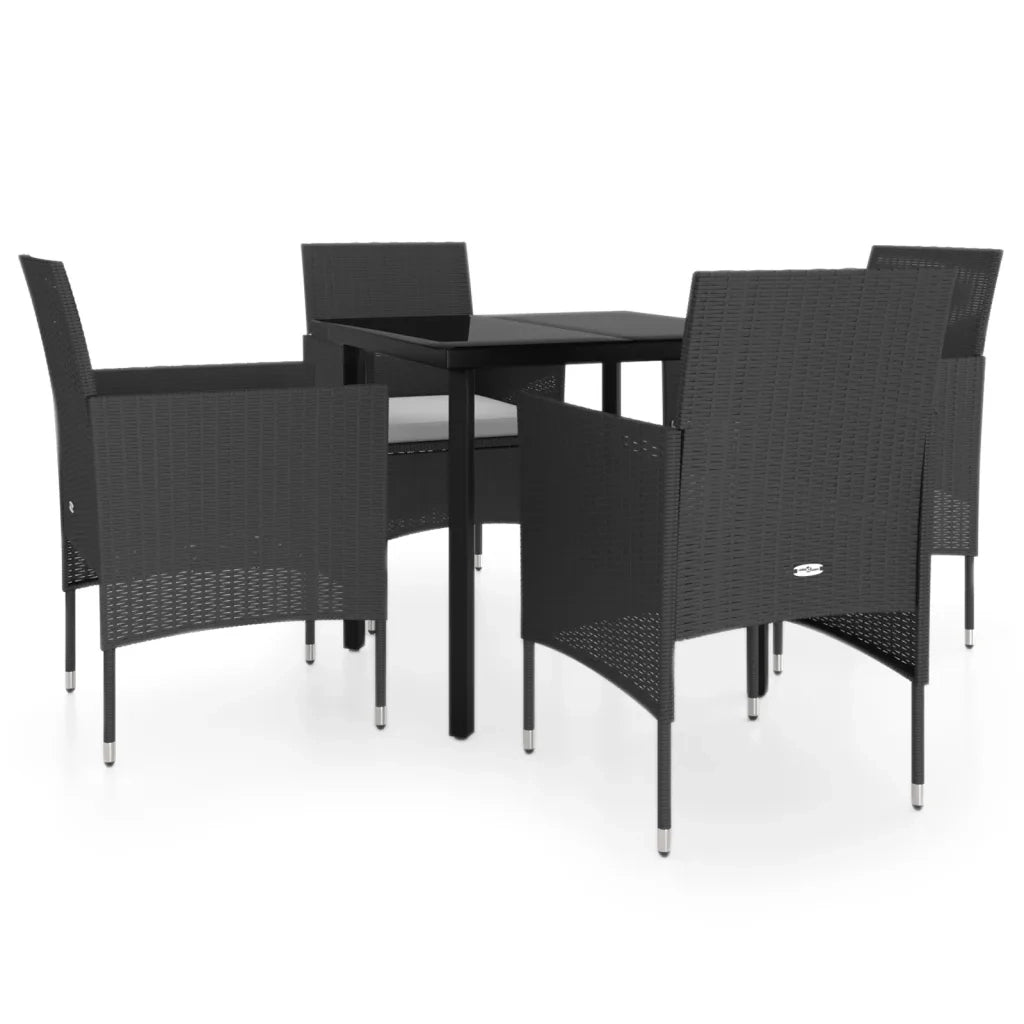 Set da Pranzo da Giardino 5 pz con Cuscini Nero 3099282