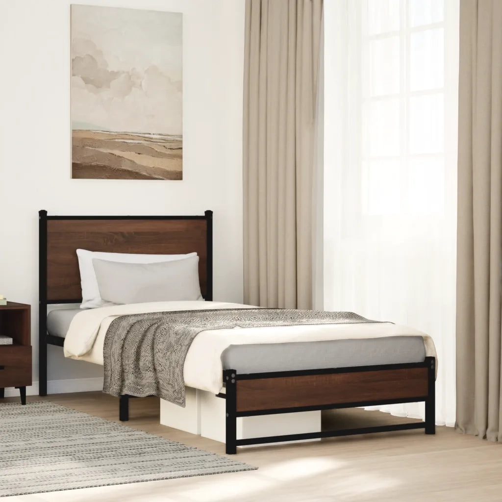 Giroletto senza Materasso-Struttura Letto in Metallo Rovere Marrone 75x190 cm 851563
