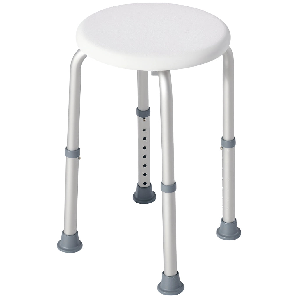 Sgabello da Doccia Girevole ¨C Xylo ¨C Alluminio Regolabile 8 Livelli Antiscivolo Bianco