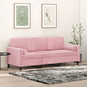 Divano a 3 Posti con Cuscini-Sofa 3 Posti con Cuscini Rosa 180 cm in Velluto 996147