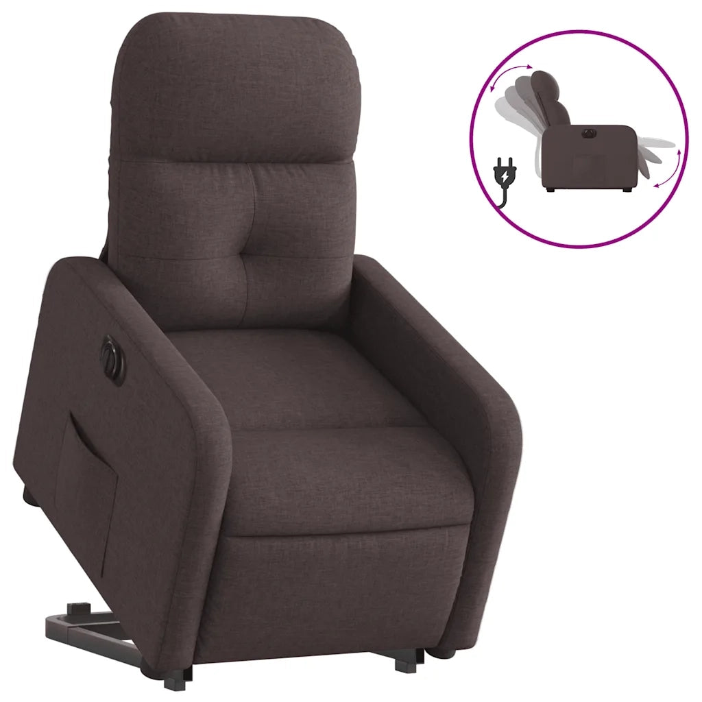 Poltrona | Sedia Relax Alzapersona Reclinante Elettrica Marrone Scuro Tessuto