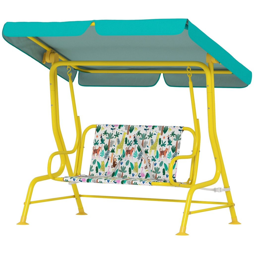 Altalena per bambini 2 posti con tetto regolabile ¨C zephmum ¨C Verde 112x75x120cm