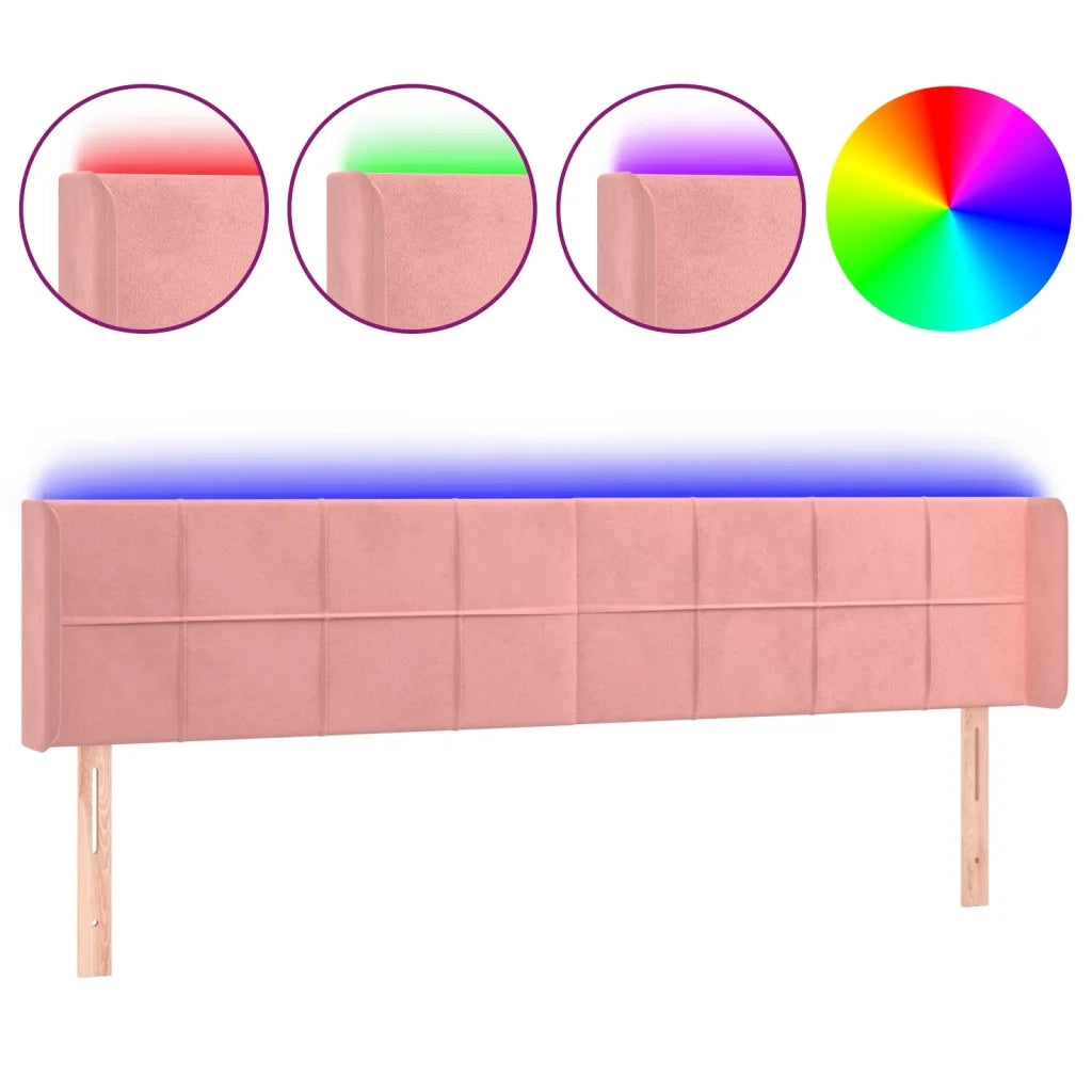 Testiera | Testata a LED Rosa 183x16x78/88 cm in Velluto