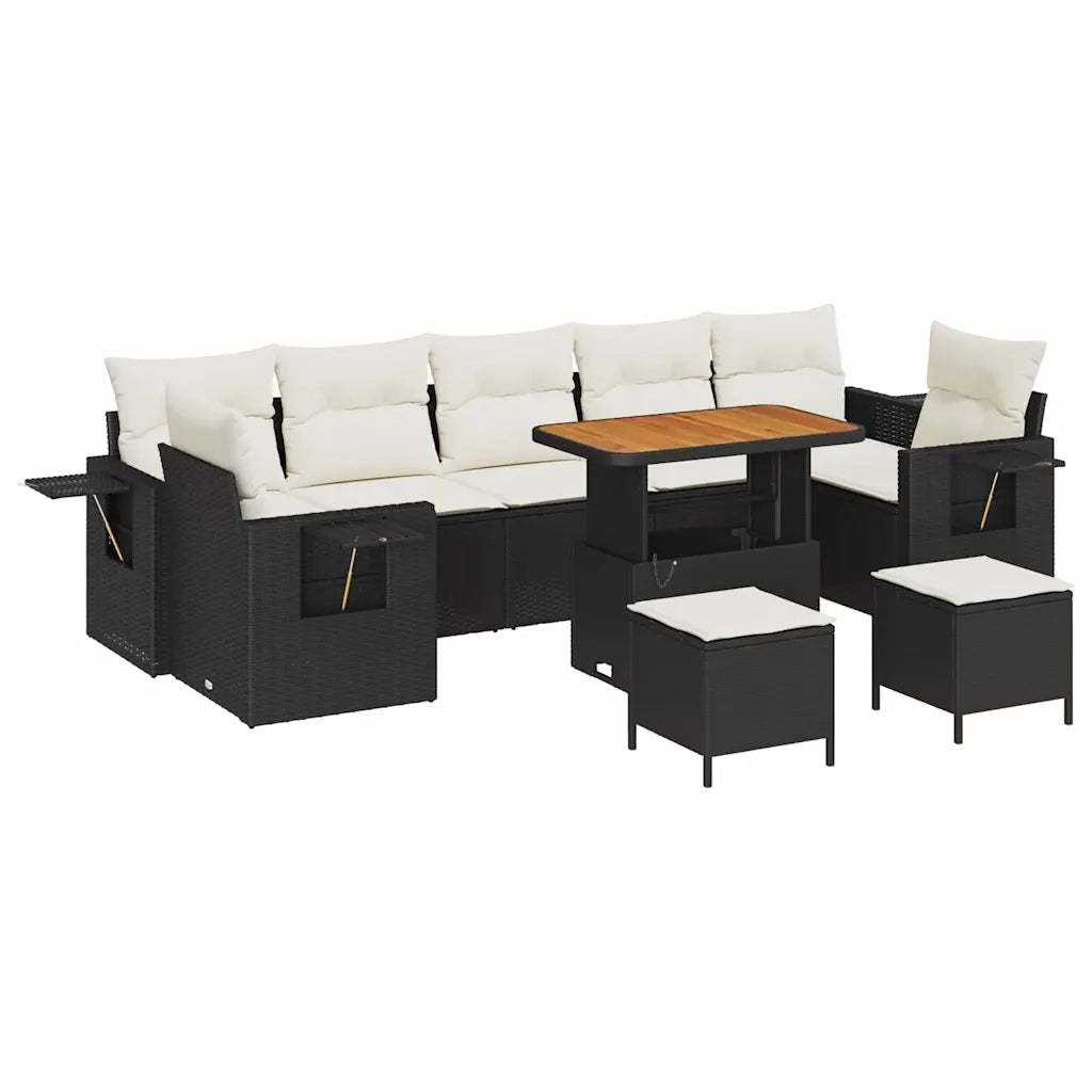 Set Divano da Giardino 10 pcs Nero polyrattan