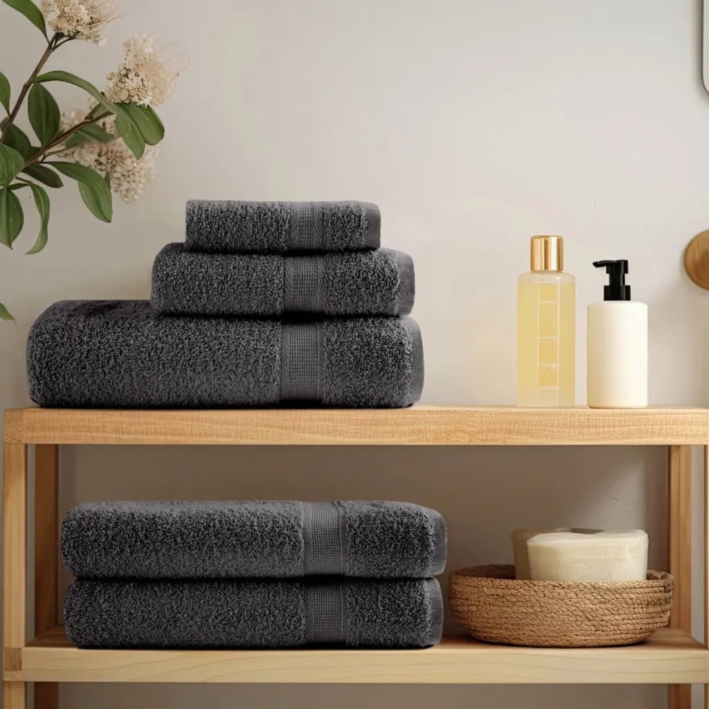 Asciugamani Premium SOLUND 2 pz | Teli per bagno Antracite 30x30 cm 600 g/m2