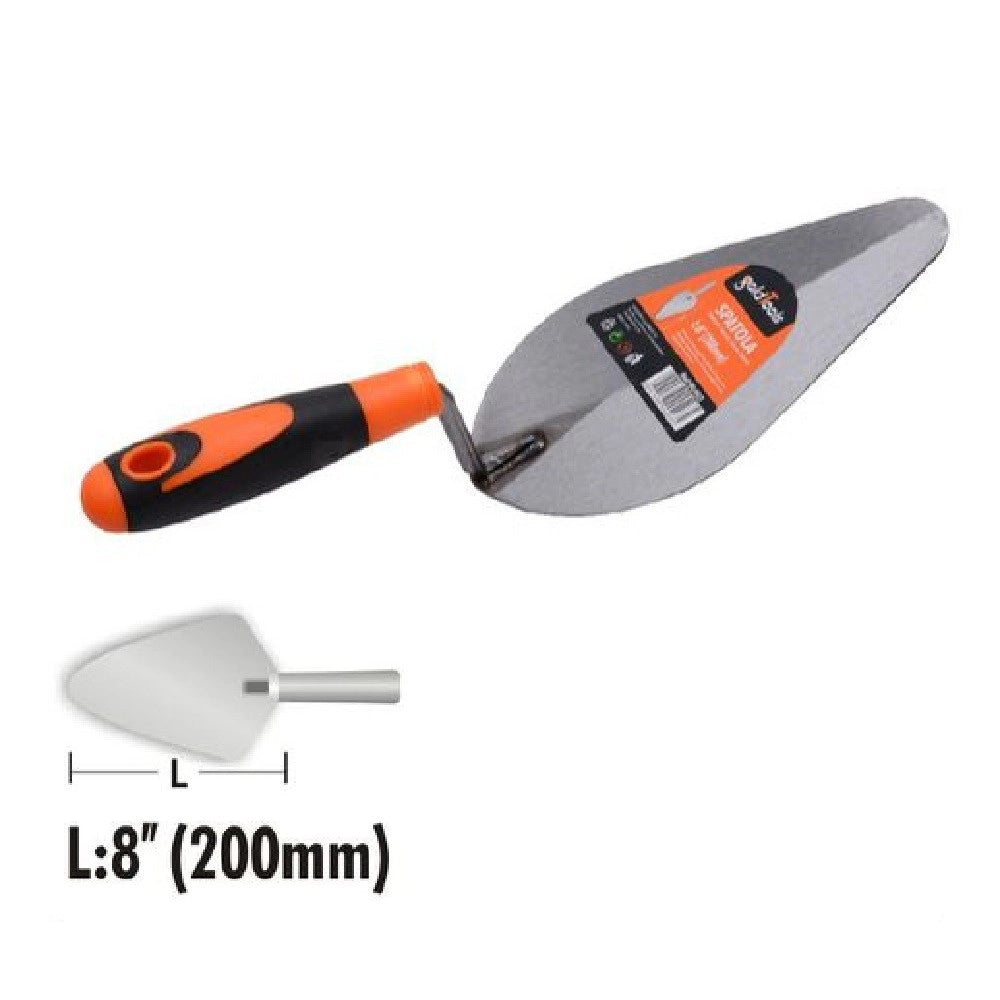 Trade Shop - Cazzuola In Acciaio 200mm 8" Manico Antiscivolo Spatola Pesca Per Muratore 90493 -