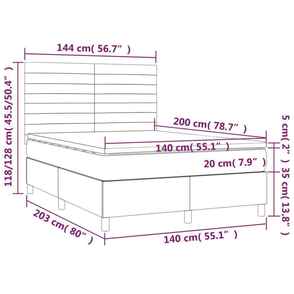 Letto a Molle con Materasso e LED Nero 140x200 cm in Tessuto 3134959