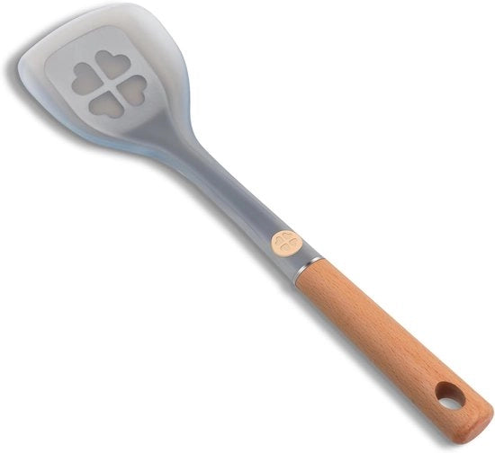 Spatola di Silicio Resistente al Calore - Con Nucleo in Acciaio Inossidabile e Manico in Legno - Senza BPA - Per Frittelle - Uova - Pesci