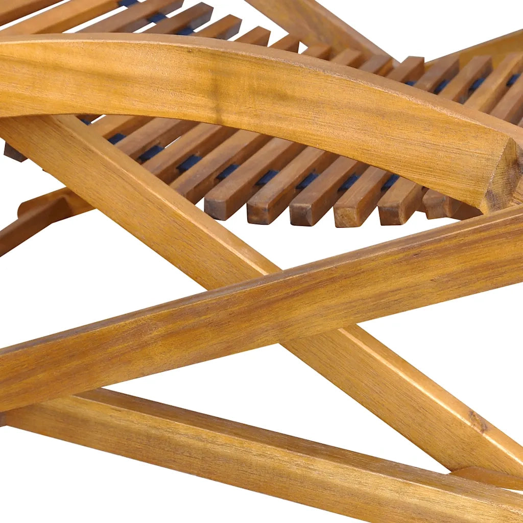 Sedia a Lettino Prendisole | Sdraio con Poggiapiedi in Legno Massello di Acacia