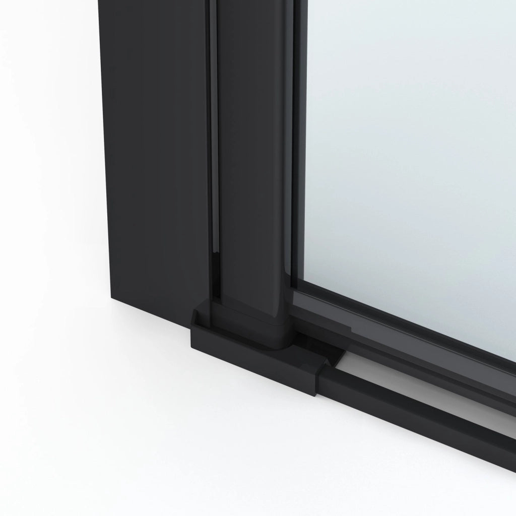 Box doccia 2 lati 100x80 cm fisso + porta un battente H200 cm cristallo 6mm profilo Nero Opaco PIPPO