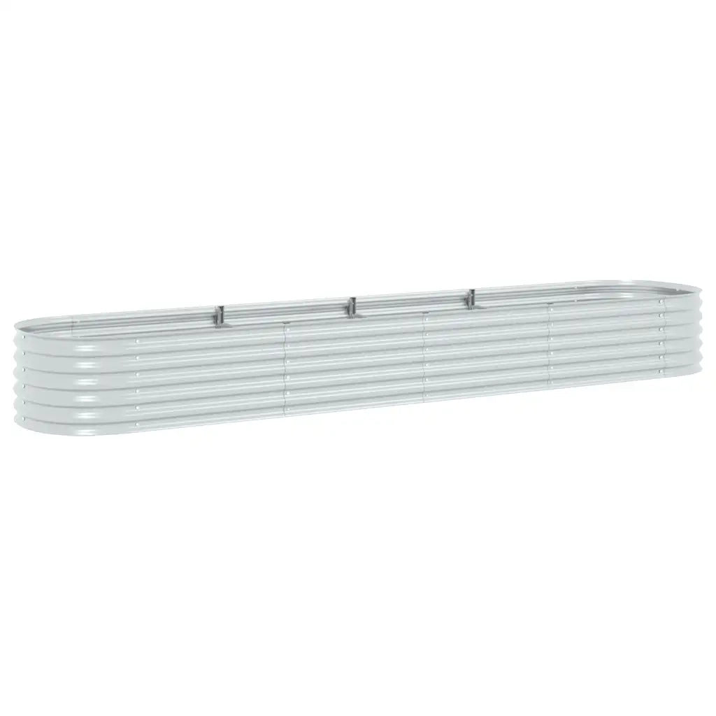 Letto Rialzato Giardino 400x80x44 cm in Acciaio Zincato Argento 45516