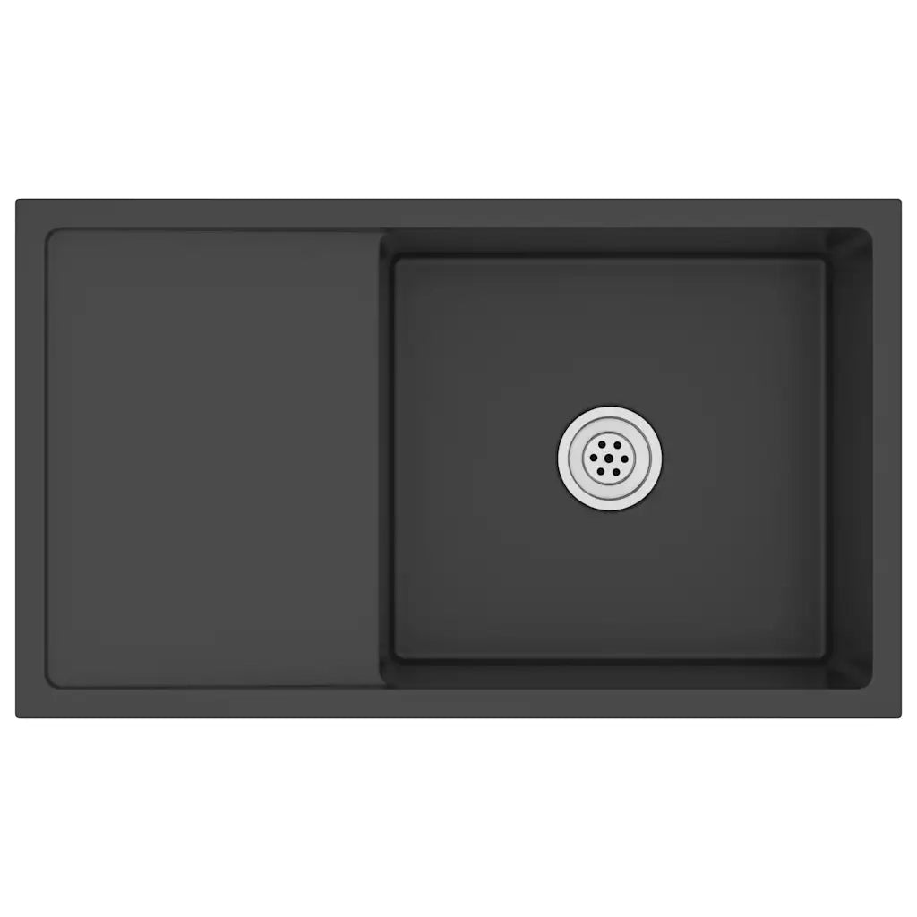 Lavello da Cucina Lavorato a Mano-Lavandino-Lavabo Nero Acciaio Inox 646241