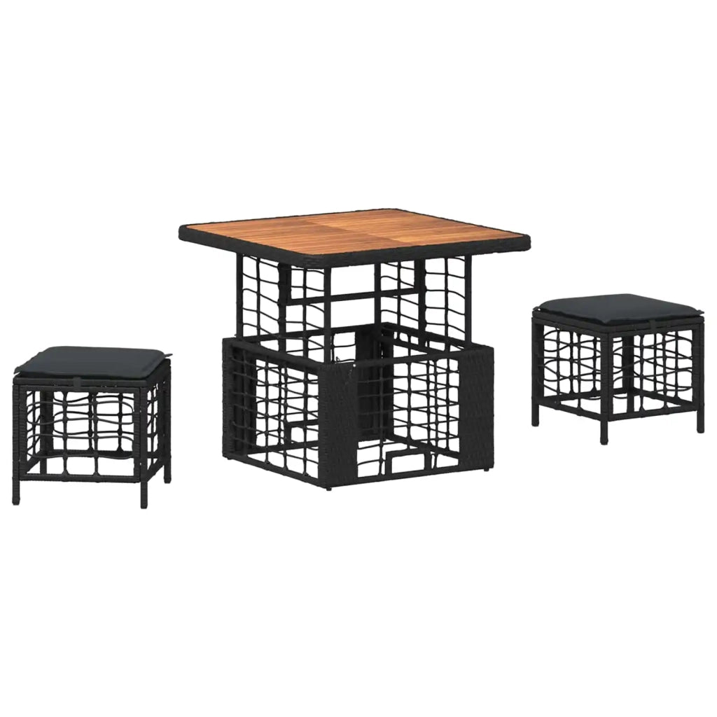 Set da Pranzo per Giardino con cuscino 3 pcs Nero e Grigio 42026758
