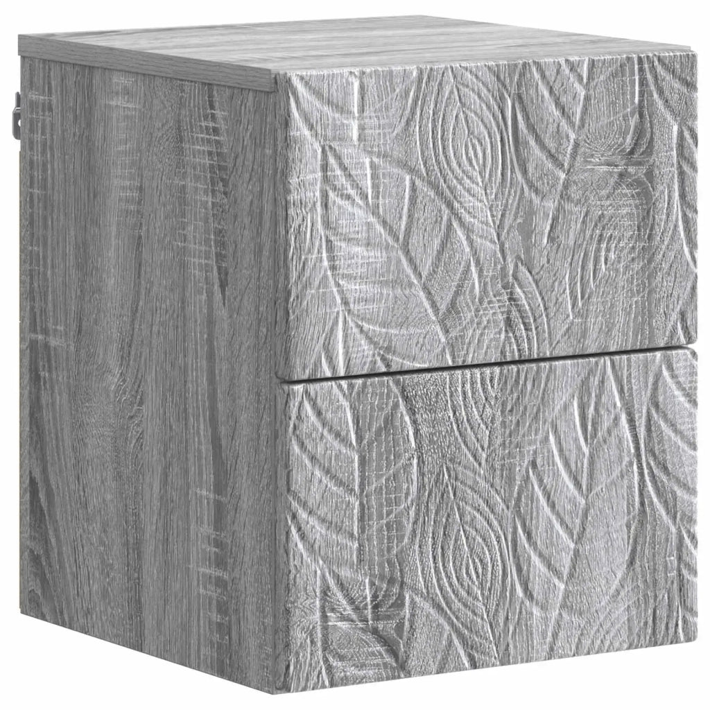 Comodino | Armadio da Notte | Mobiletto da notte a muro Sonoma grigio 34,5 x 33 x 40 cm
