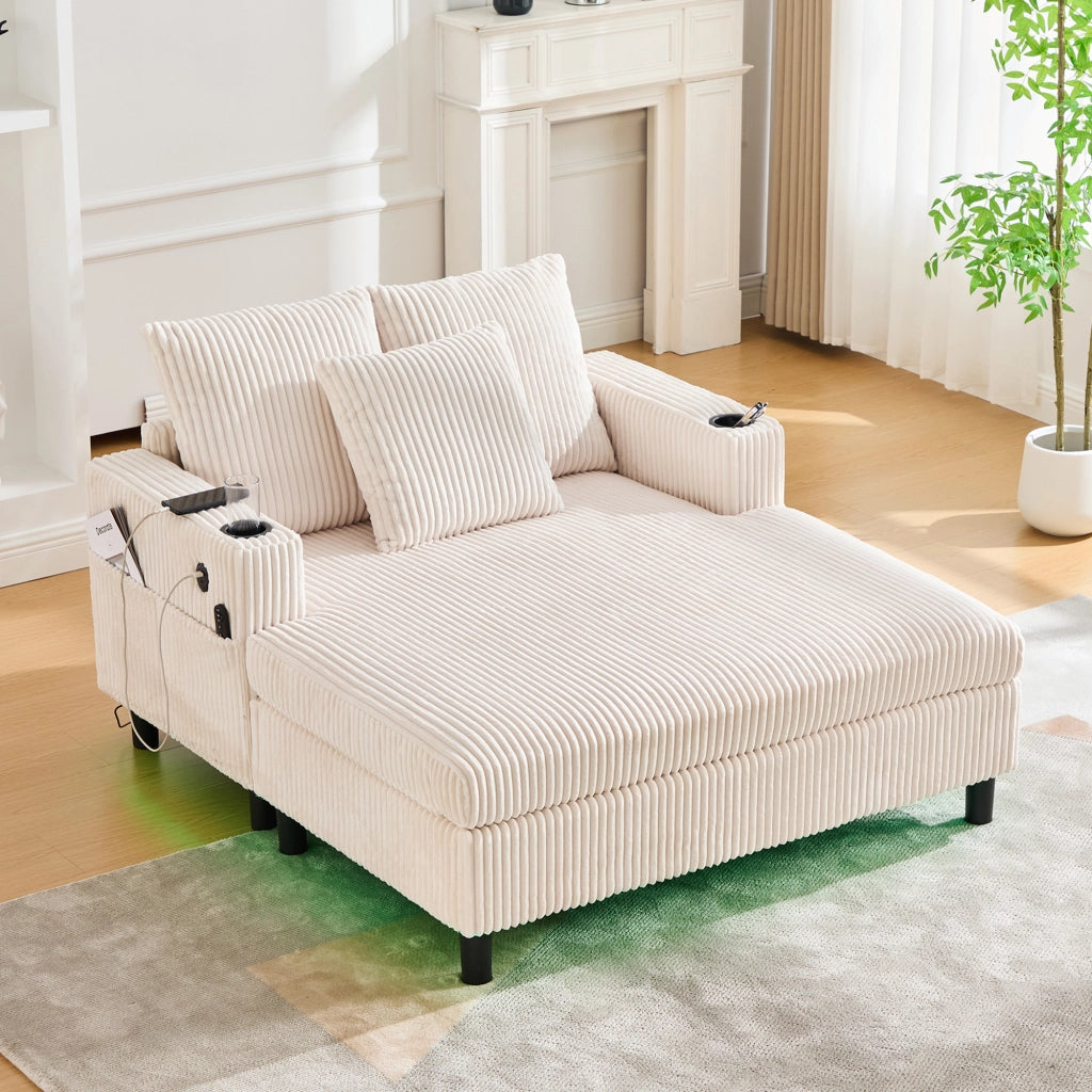 Poltrona letto comoda - Zephmum - Con porta-bicchieri, USB e luce LED
