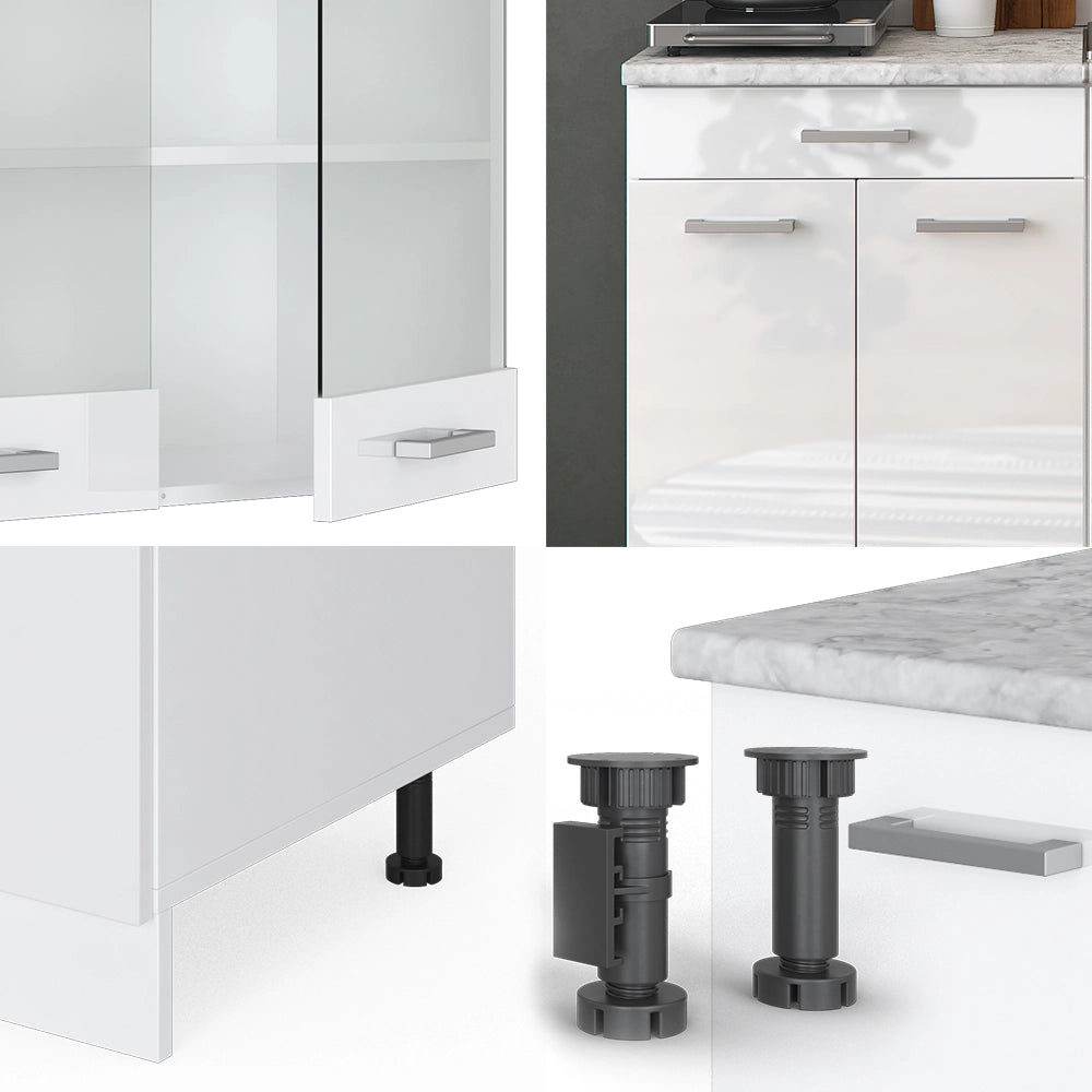 Vicco Cucina monoblocco Bianco lucido/bianco 140 cm , PL Rovere