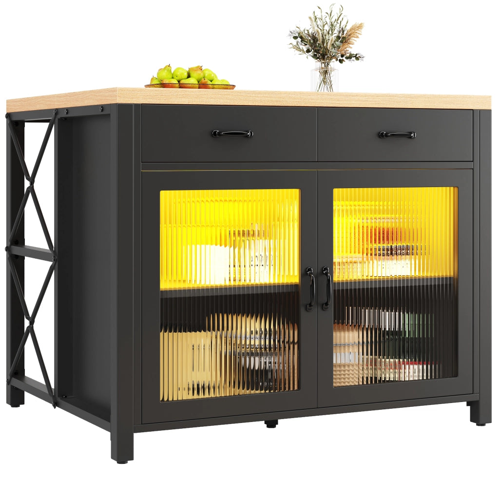 Set Tavolo Bar con Sgabelli per 4 Persone con LED ¨C Xylo ¨C Nero, Piano Cucina
