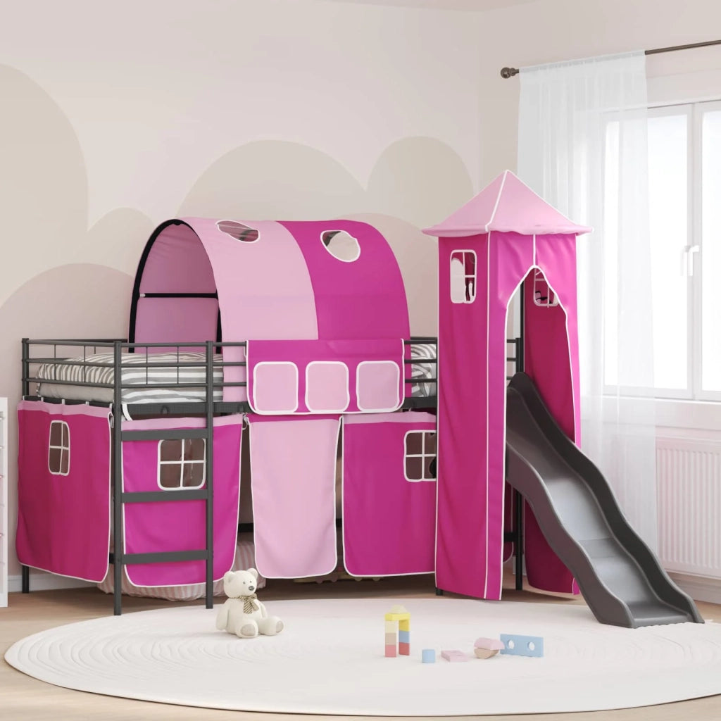 Struttura del letto loft per bambini Nero e rosa 80 x 200 cm 42020886