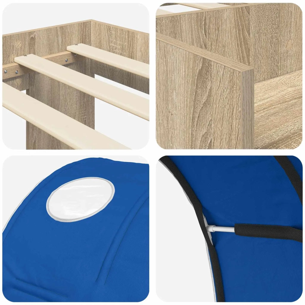 Letto alto per bambini con storage Rovere Sonoma e Blu 3423601