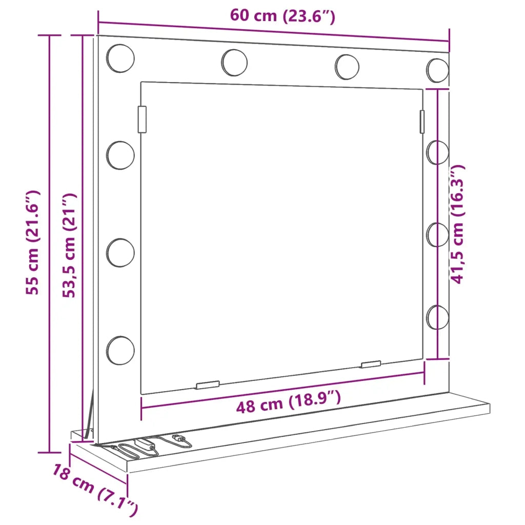 Specchio da Vanit¨¤-Specchio da Trucco Bianco 60 x 55 x 18 cm