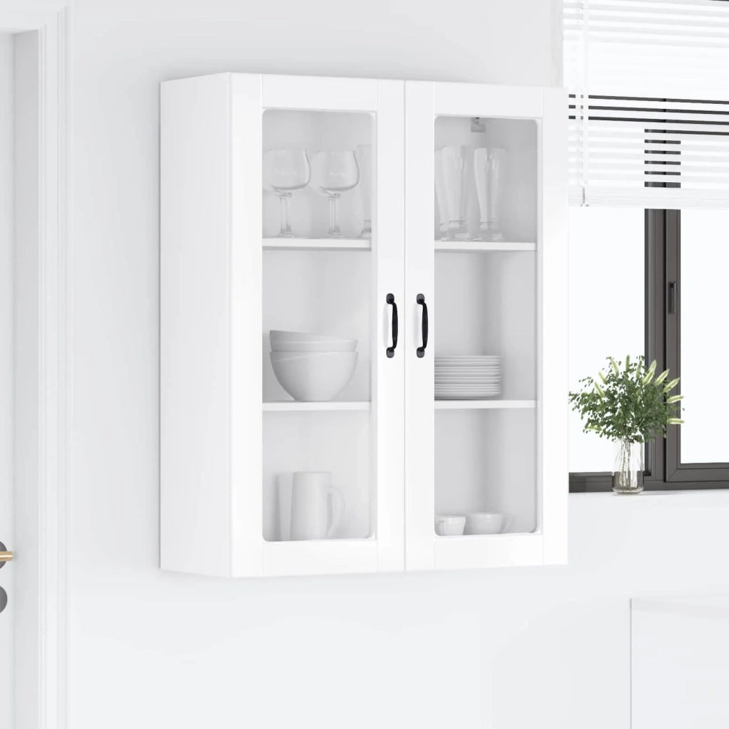 Pensile da cucina | Mobile in vetro da parete PORTO Bianco Lucido 80 x 31 x 100 cm