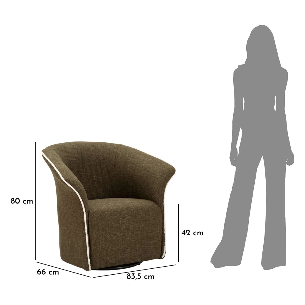 Poltroncina Toamas, Poltrona Base Girevole, 84x66x80h cm Verde